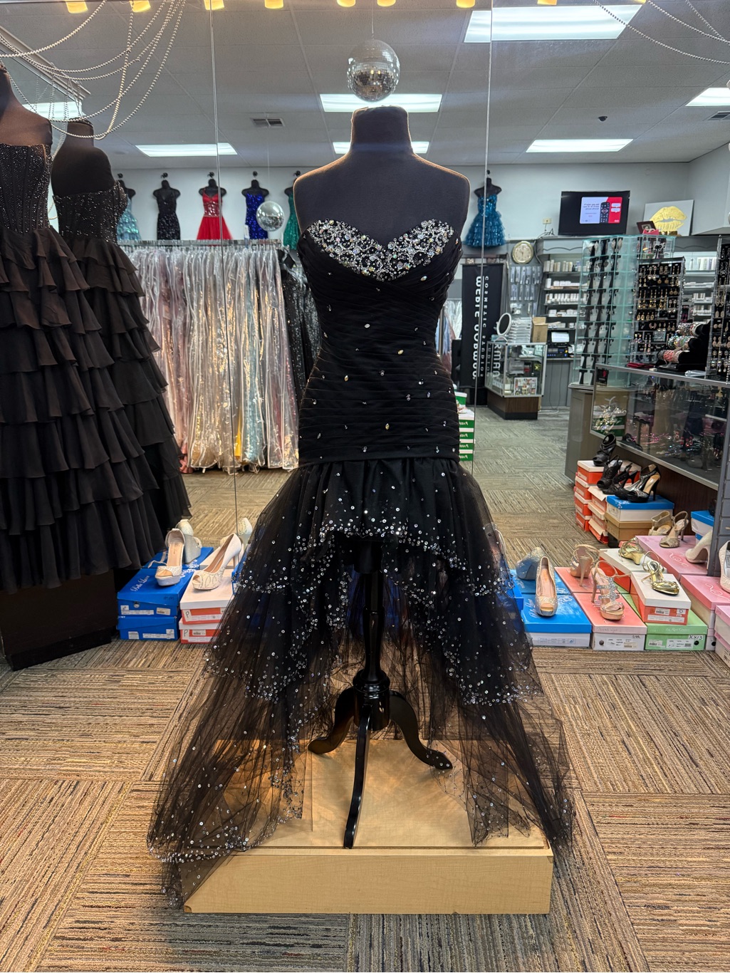 Morilee Sz-6 91043 Black Strapless Short Prom Formal Homecoming Dress
